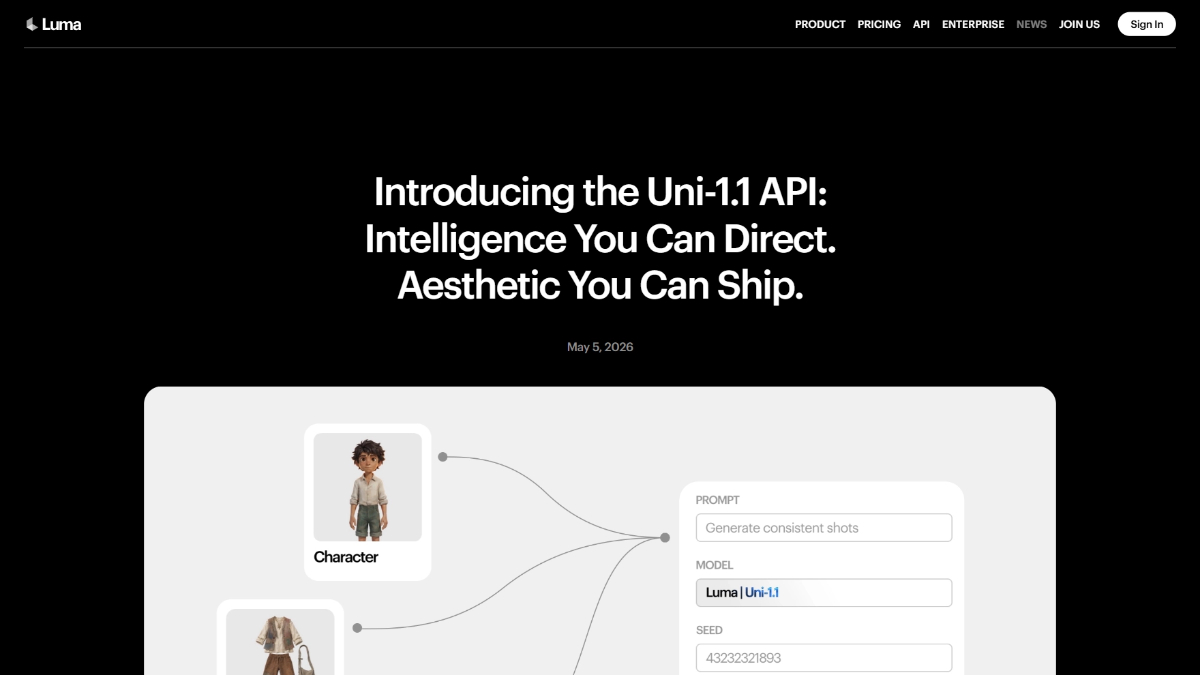 Uni-1.1 – Luma AI推出的企业级图像生成模型及API服务