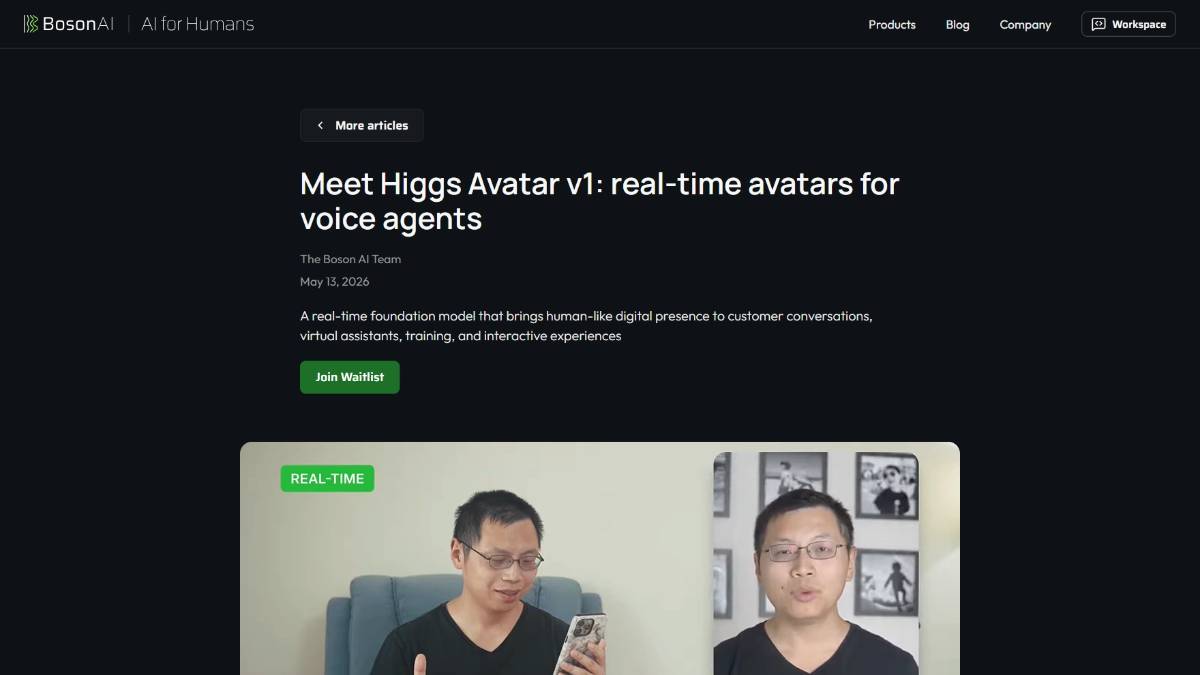 Higgs Avatar v1 – 面向语音智能体的实时数字人基础模型