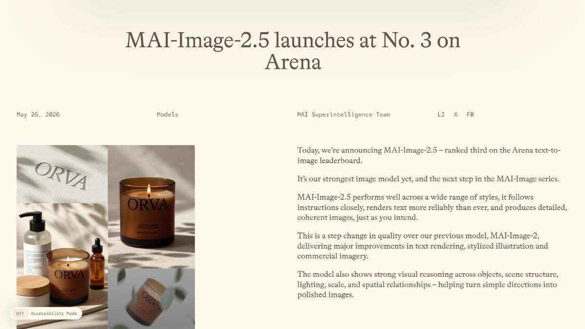MAI-Image-2.5 – 微软发布的最新文本生成图像模型
