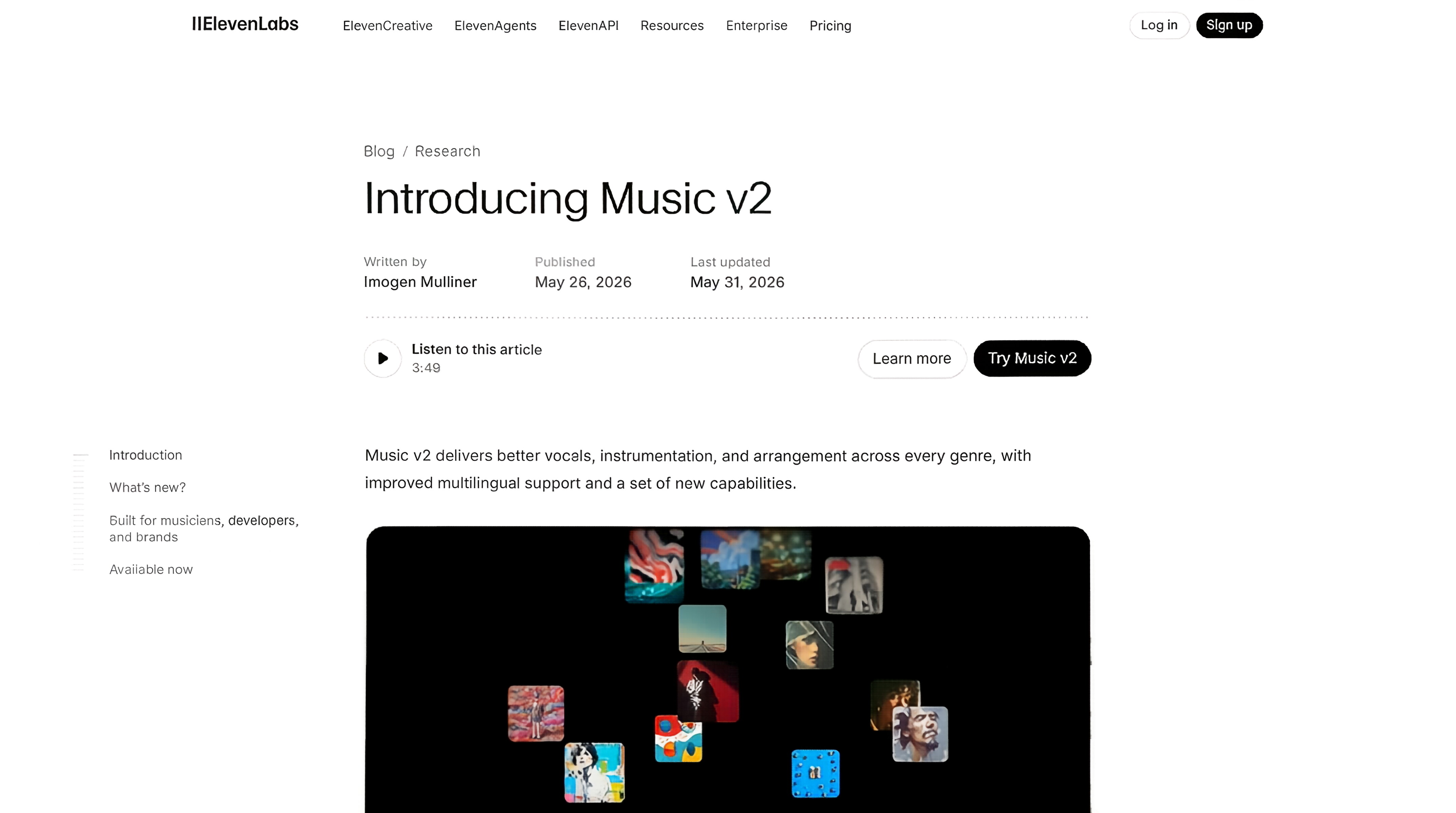 Music v2 - ElevenLabs发布的新一代专业级音乐生成模型