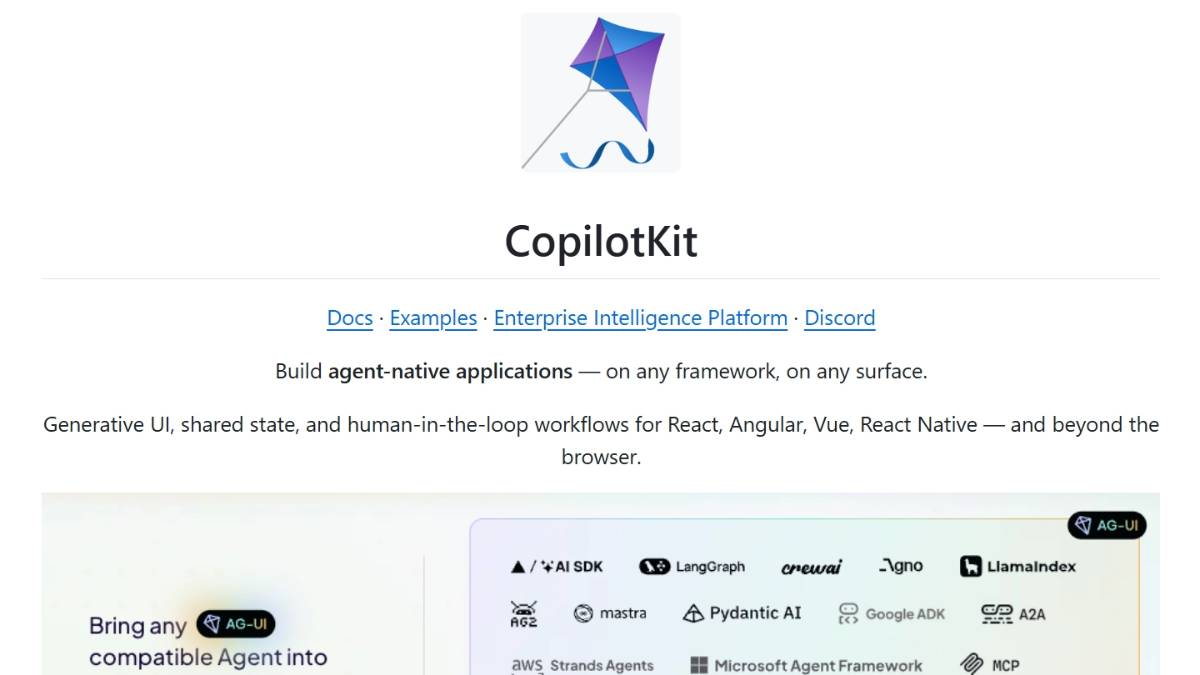 CopilotKit – 开源的前端智能体(Agent)应用开发框架