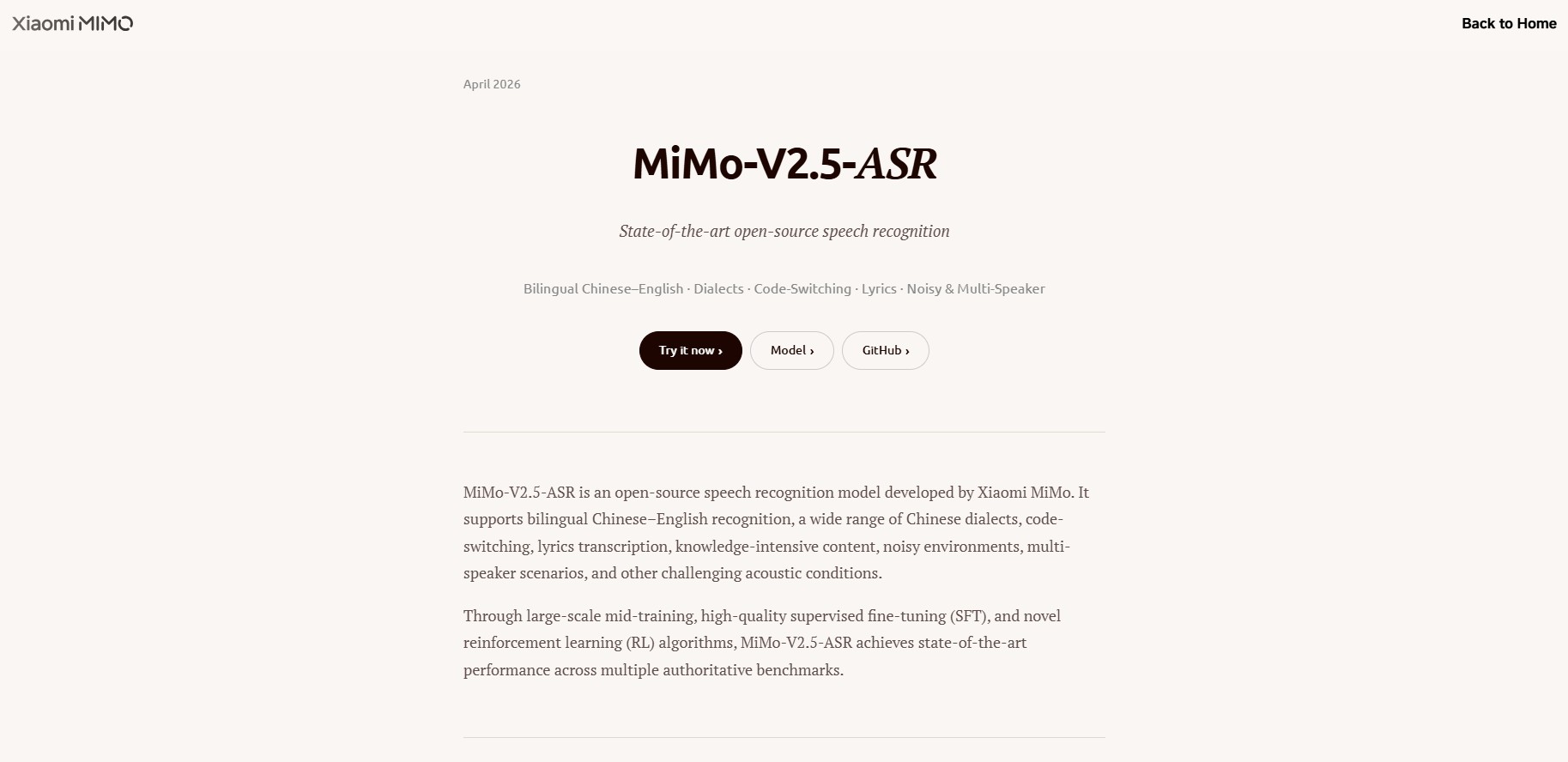 MiMo-V2.5-ASR – 小米开源的语音识别模型