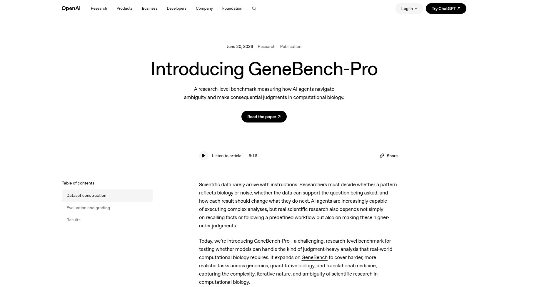 GeneBench-Pro – OpenAI评估AI生物科研分析能力的基准测试