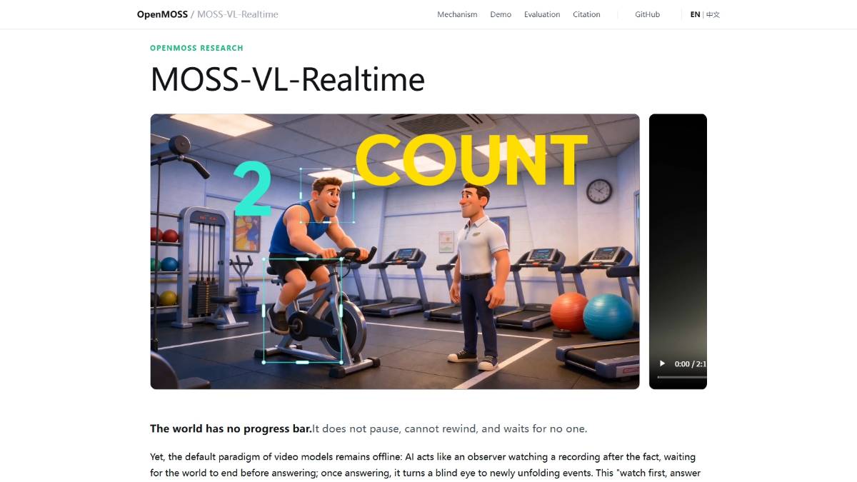 MOSS-VL-Realtime – OpenMOSS团队开源视频理解模型