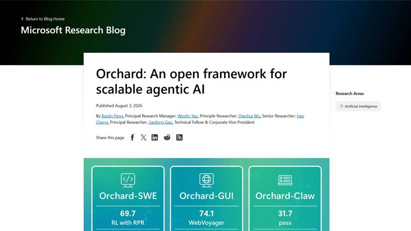 Orchard - 微软研究院开源的一个用于训练和评估AI智能体的框架