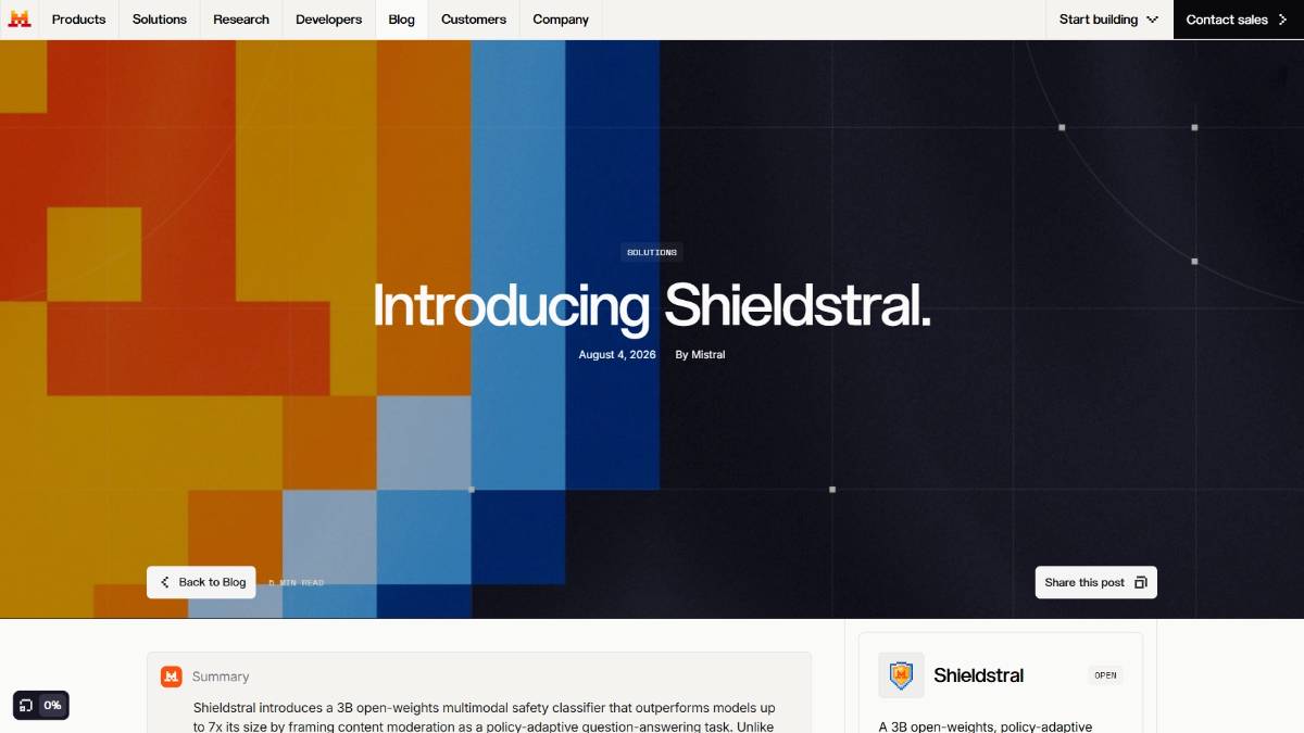 Shieldstral – Mistral AI发布的开源多模态内容安全审核模型