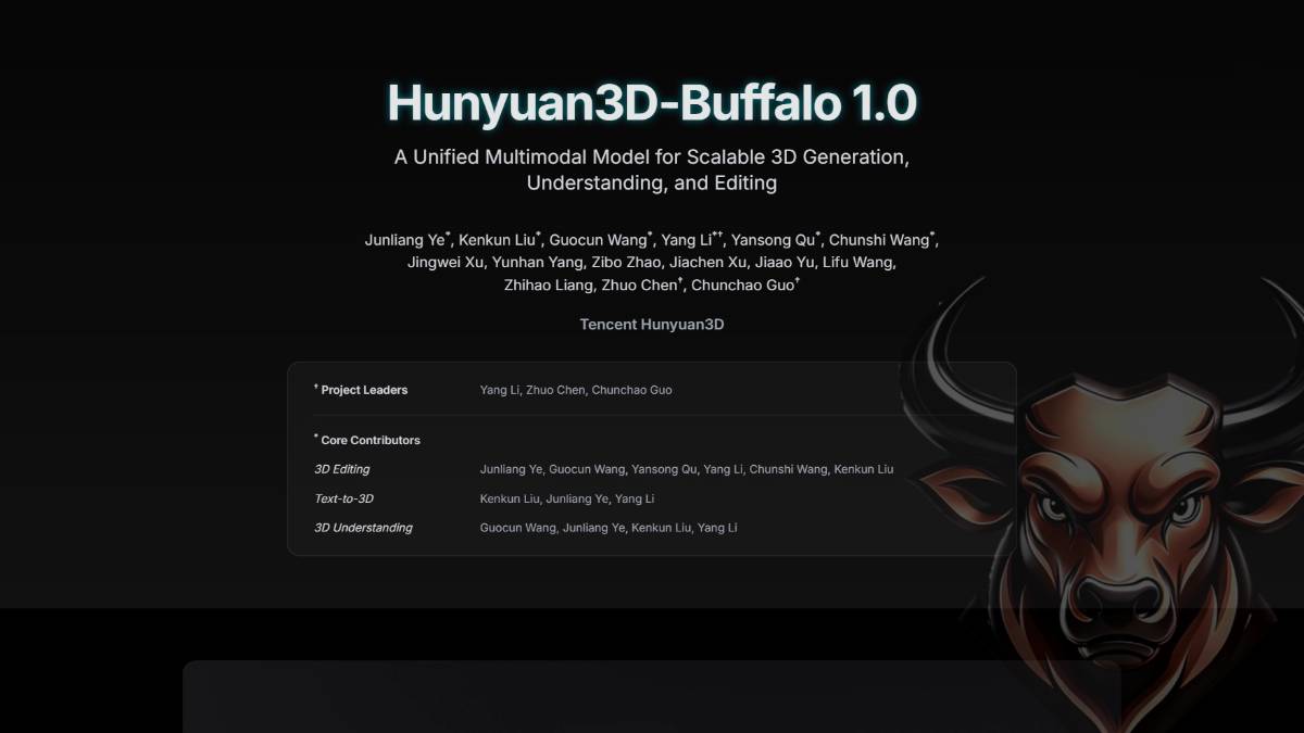 Hunyuan3D-Buffalo 1.0 – 腾讯混元研发的多模态3D大模型框架