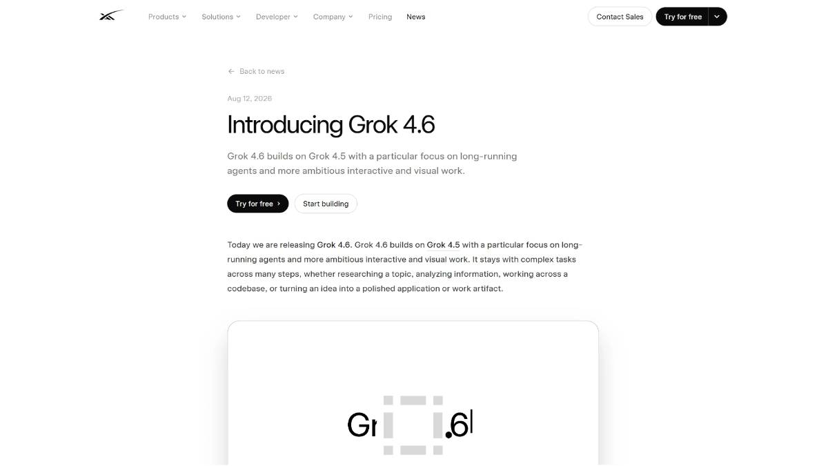 Grok 4.6 – SpaceXAI发布的最新一代旗舰大语言模型