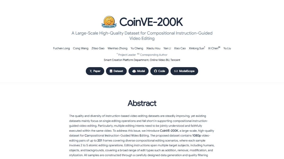 CoinVE-200K – 面向组合式指令引导视频编辑的大规模高质量数据集