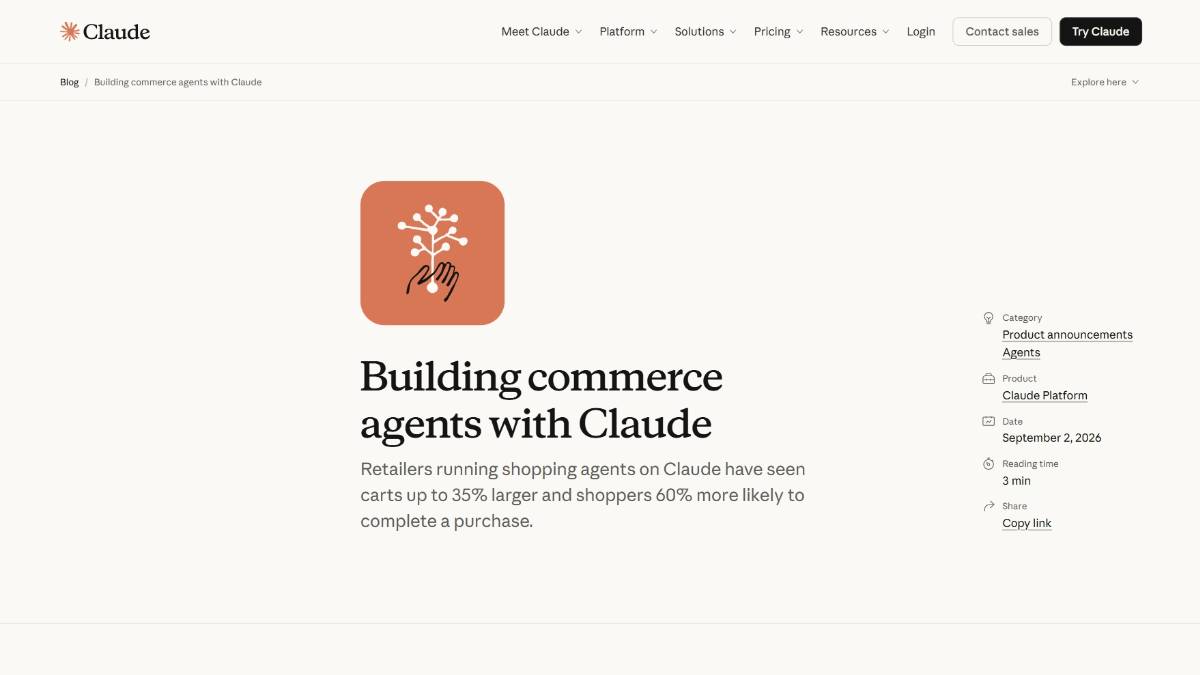Claude Commerce Agents – Anthropic面向商业场景的智能体参考蓝图