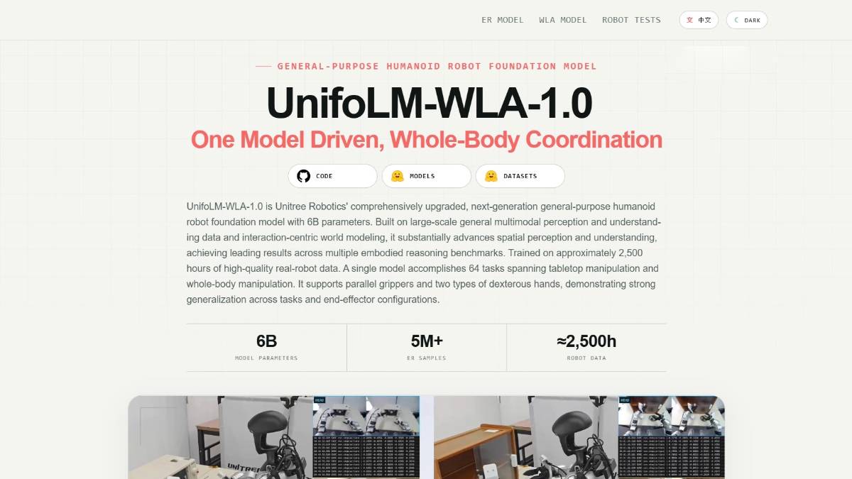 UnifoLM-WLA-1.0 – 宇树科技推出的人形机器人通用基础模型