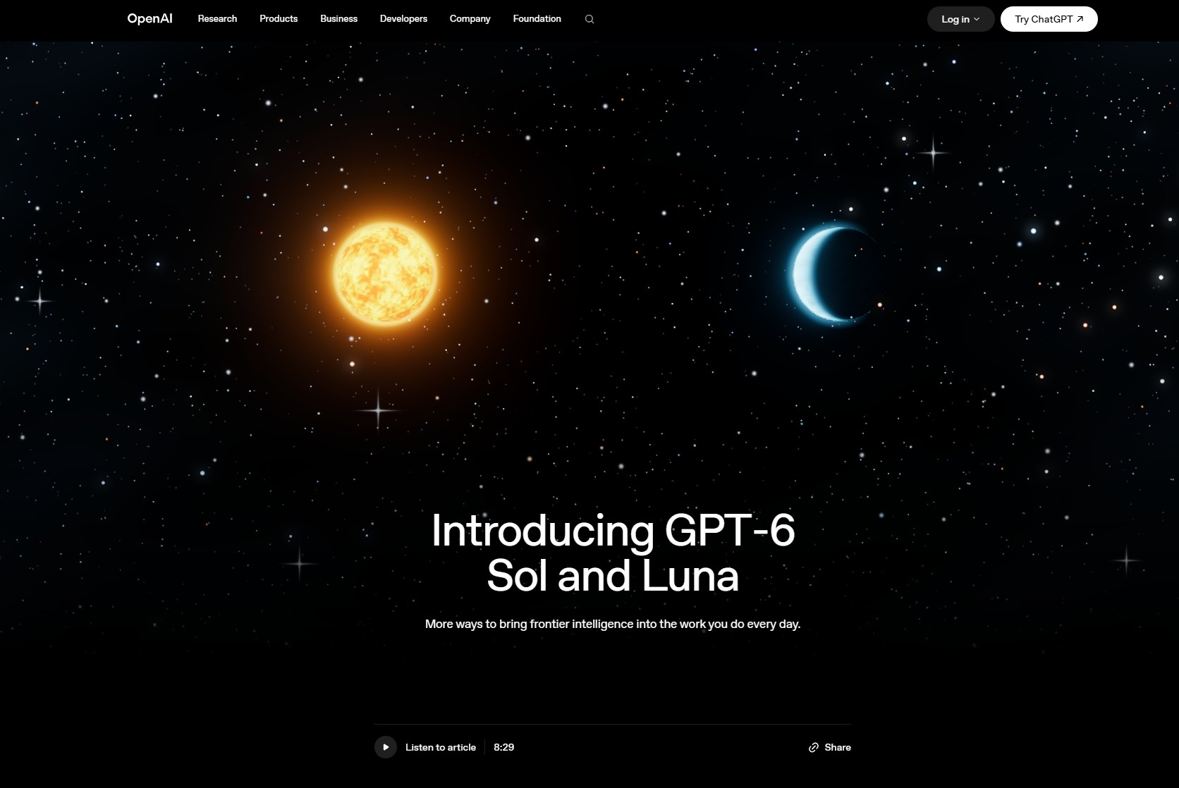 GPT-6 Sol – OpenAI GPT-6系列中端复杂推理模型