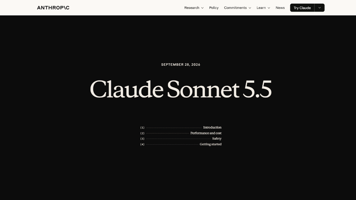 Claude Sonnet 5.5 – Anthropic新一代主力中端大模型