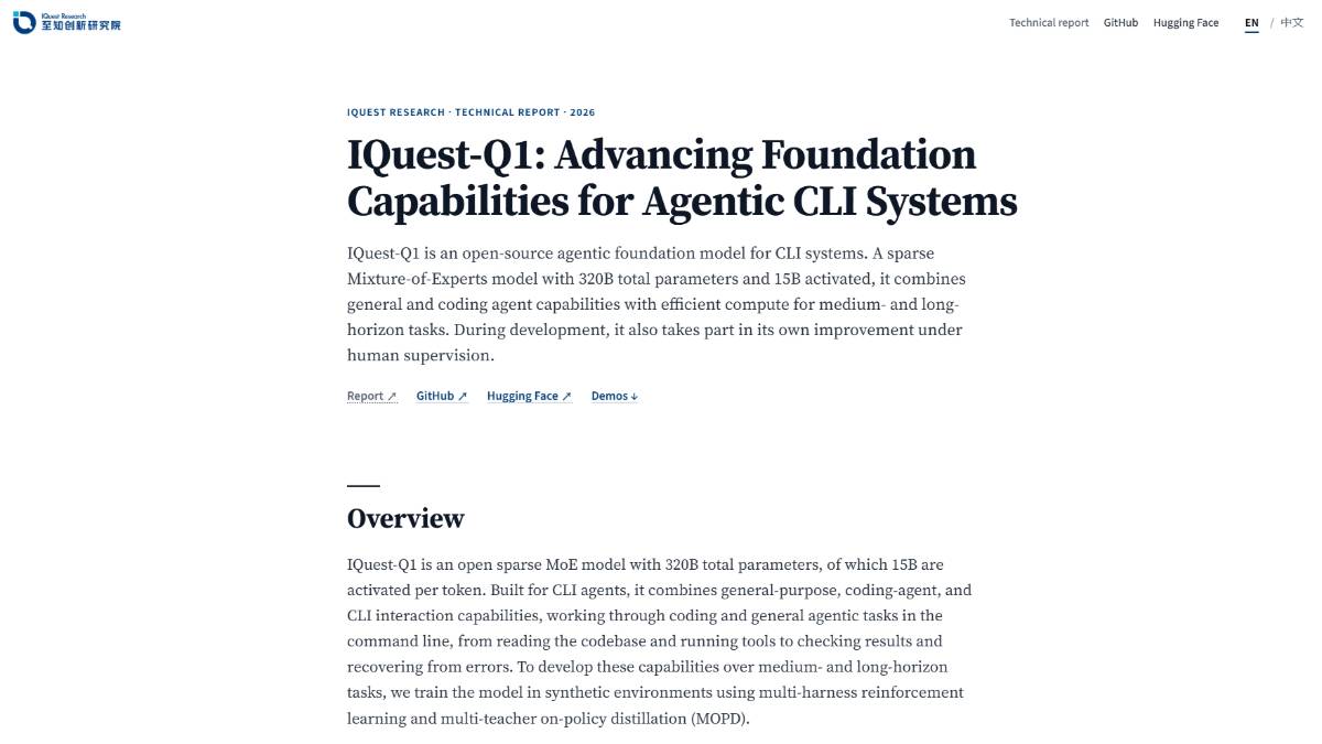 IQuest‑Q1 – 面向CLI终端智能体的开源稀疏MoE大模型