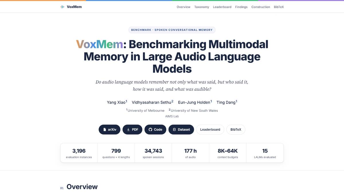VoxMem – 面向音频大语言模型的多模态记忆评测基准