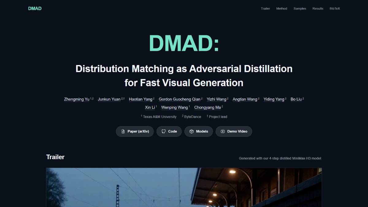 DMAD – 面向快速视觉生成的对抗式分布匹配蒸馏框架
