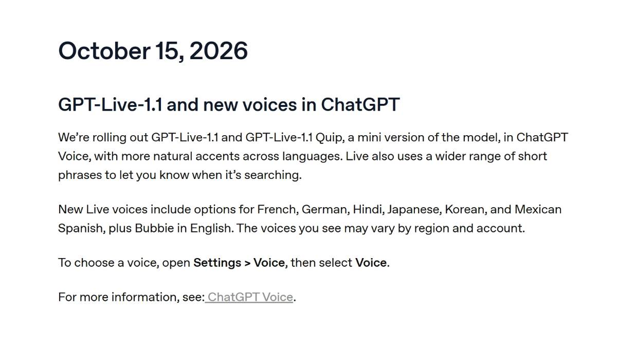 GPT-Live-1.1 - OpenAI全双工实时语音交互模型