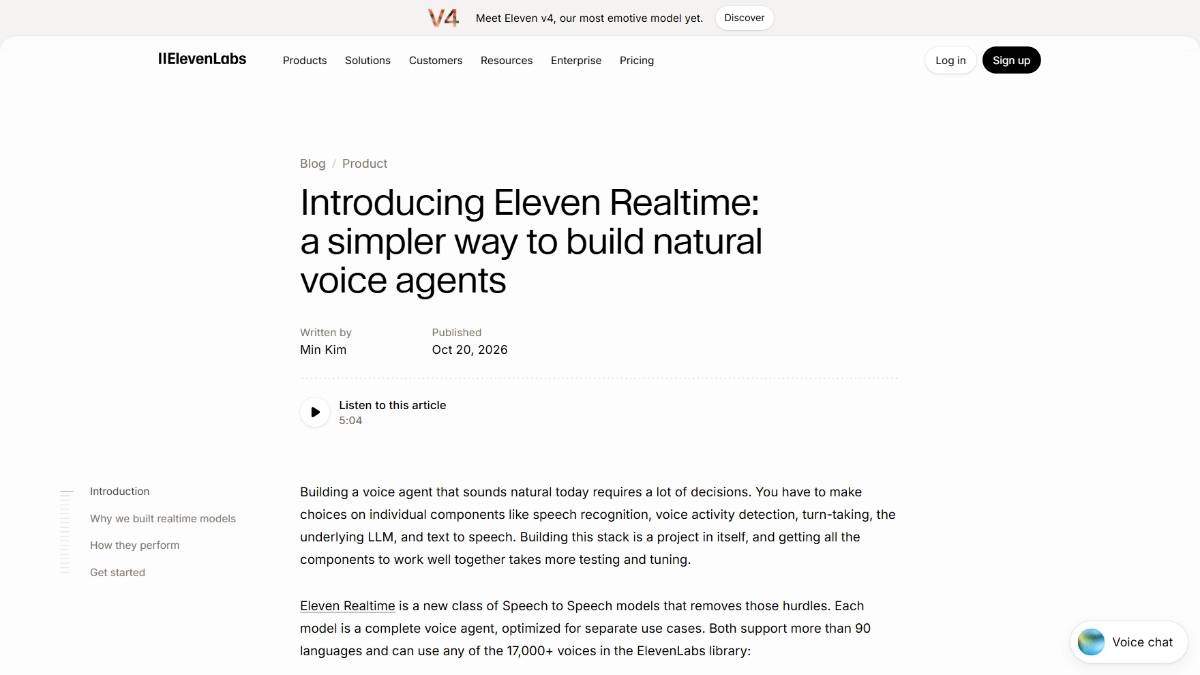Eleven Realtime – ElevenLabs端到端语音对语音实时模型