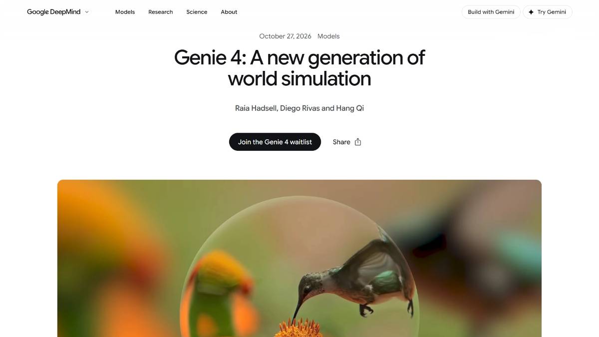 Genie4 – 谷歌DeepMind实时交互式世界模型