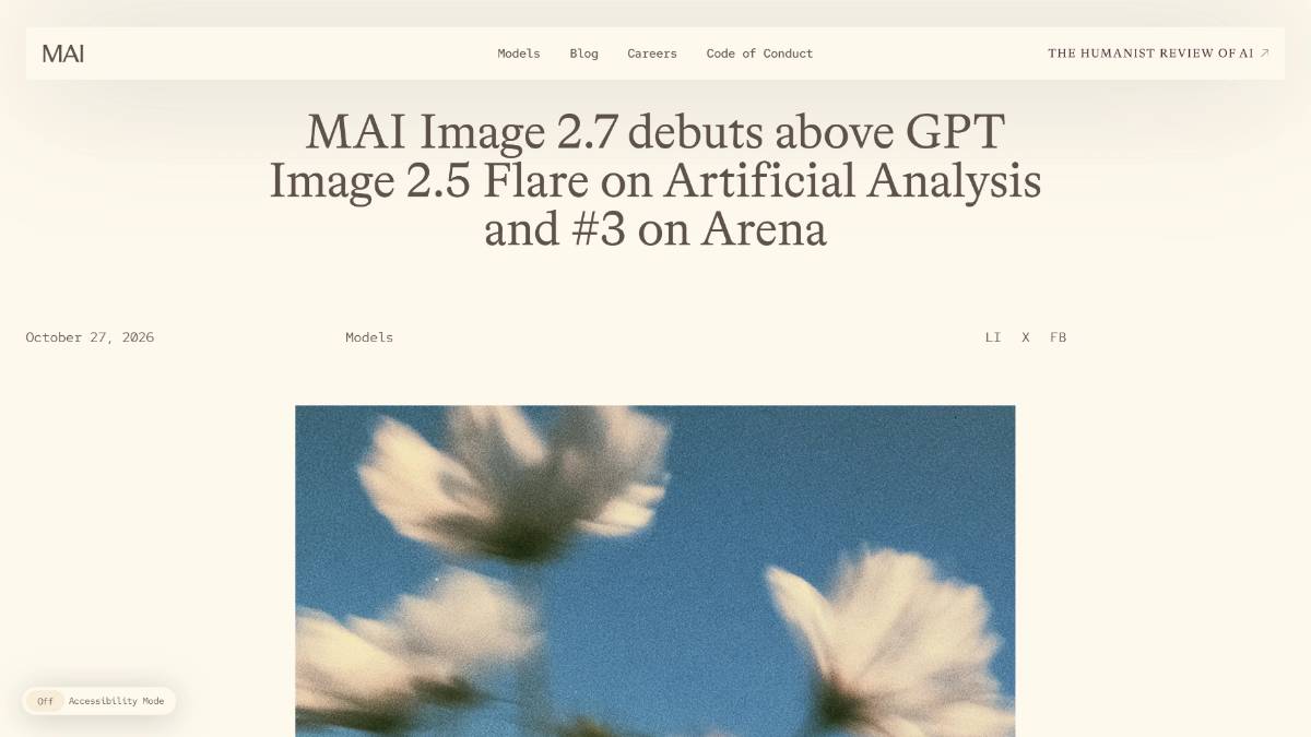 MAI‑Image‑2.7‑Preview – 图像生成模型